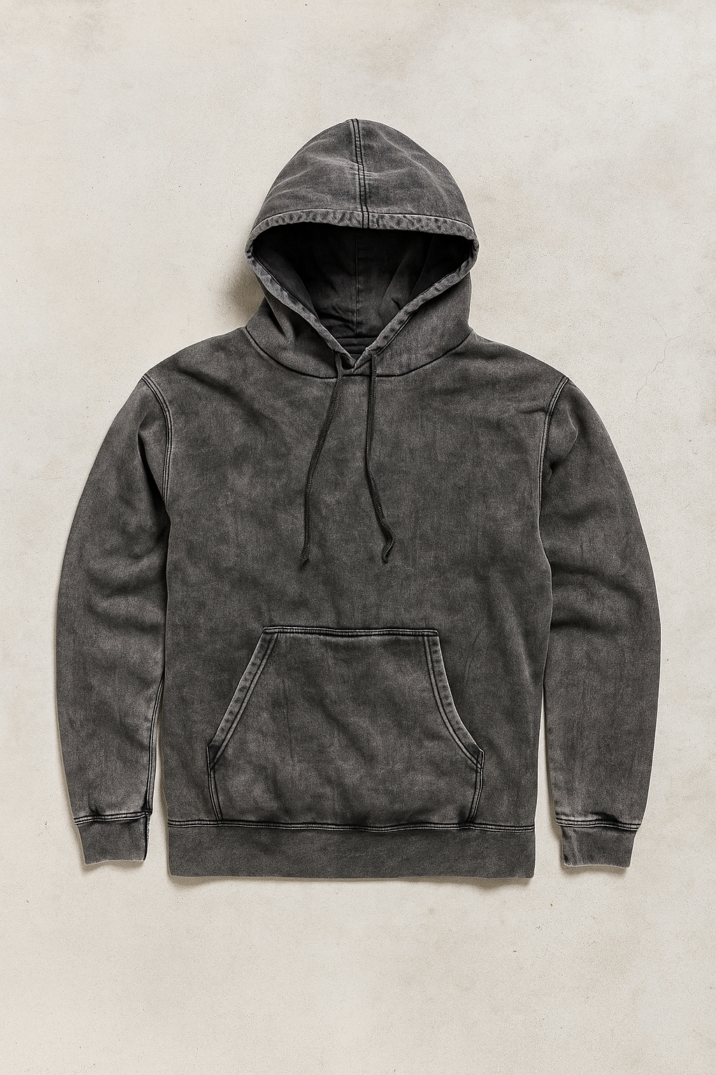 Black Midweight Mineral Wash Hoodie