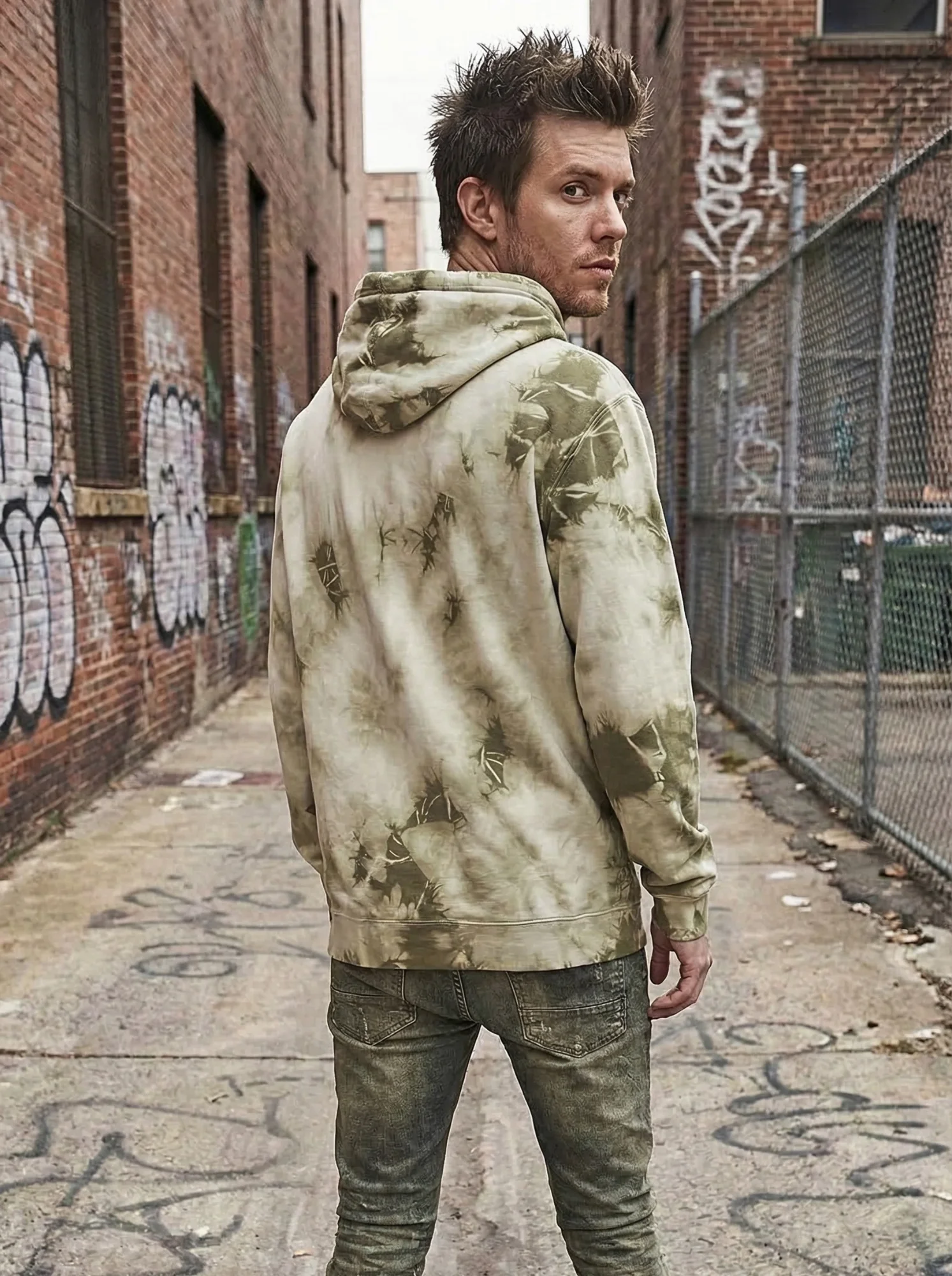 Olive Tie-Dye Hoodie