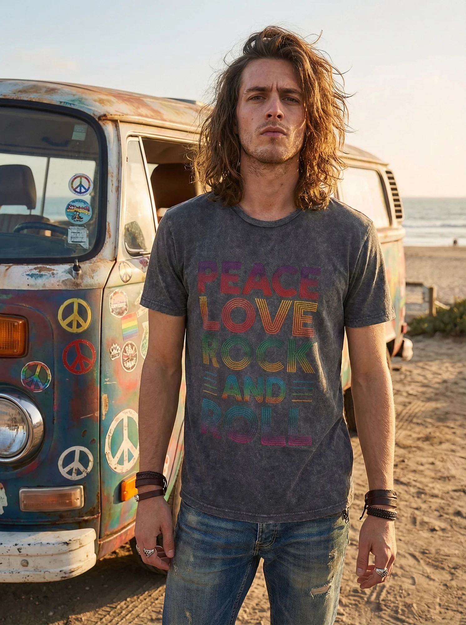 Peace, Love, Rock And Roll Vintage T-Shirt