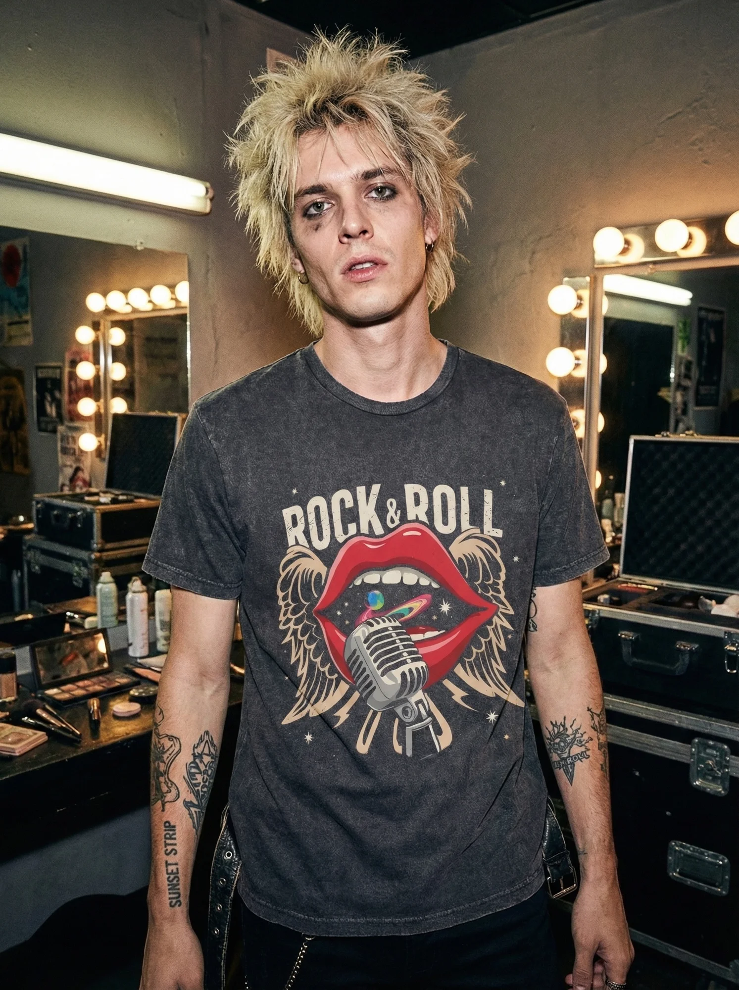 Rock & Roll Lips Vintage T-Shirt