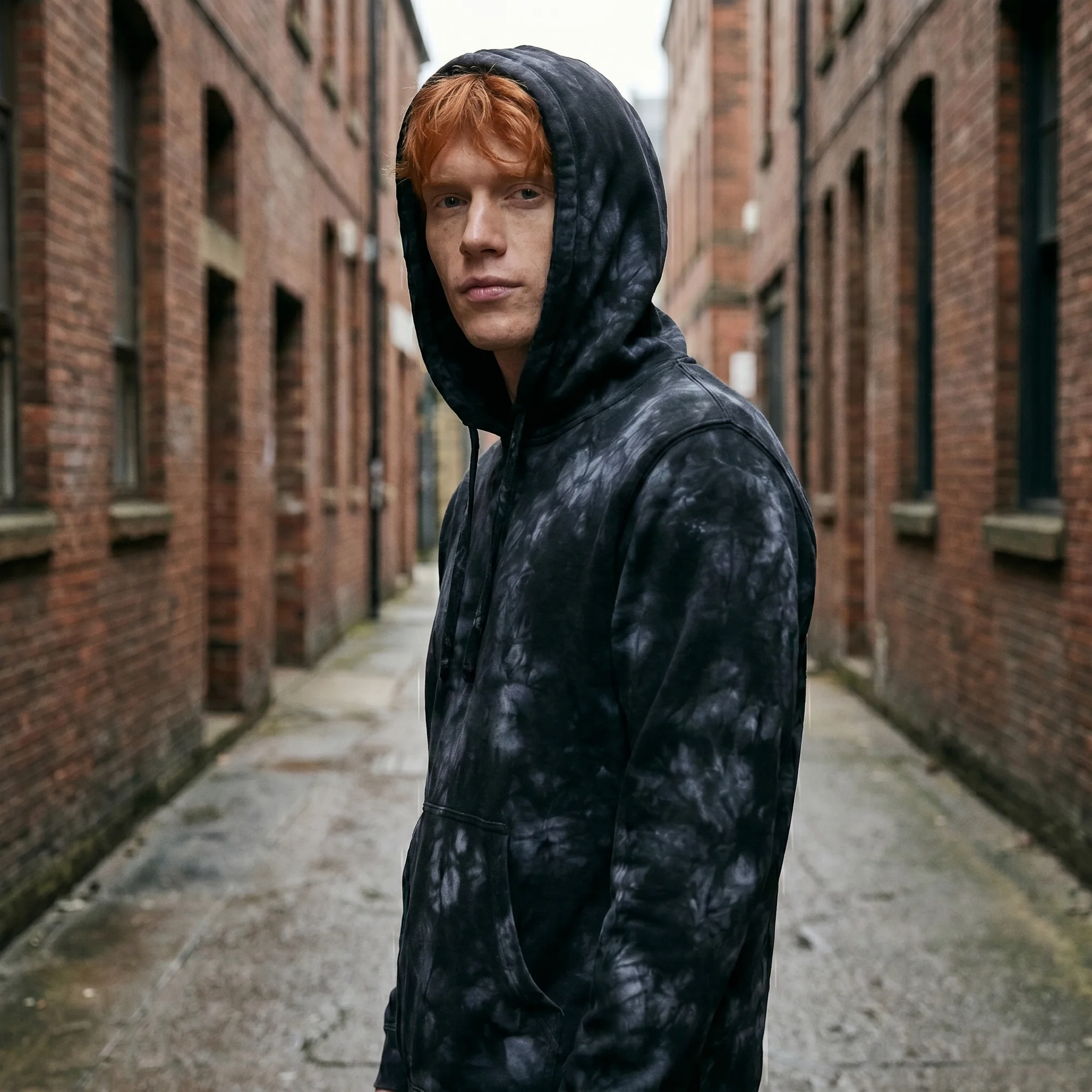 Black Tie-Dye Hoodie