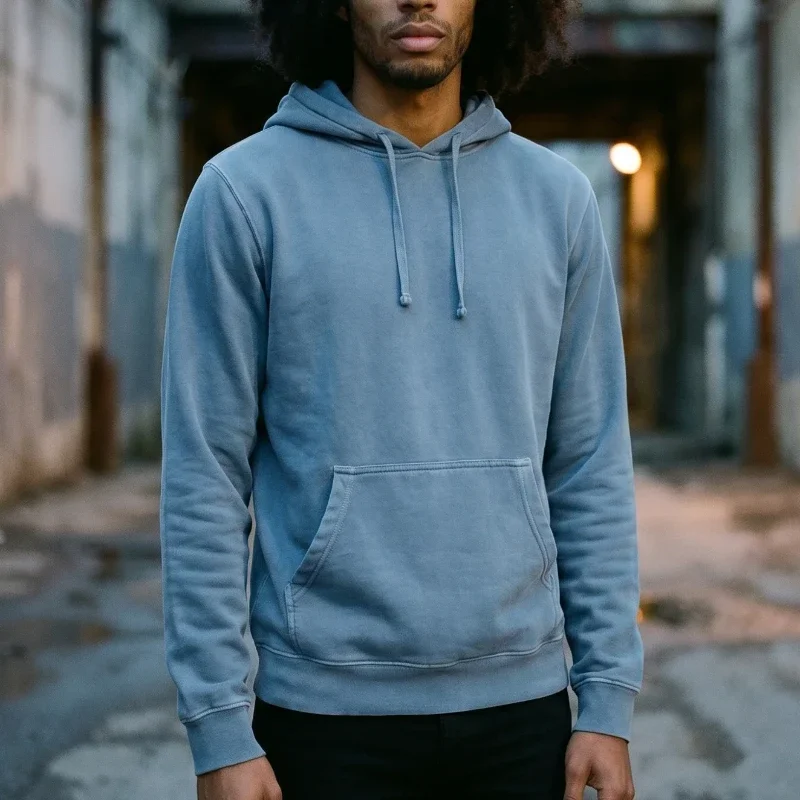 Blue Pigment Dye Hoodie