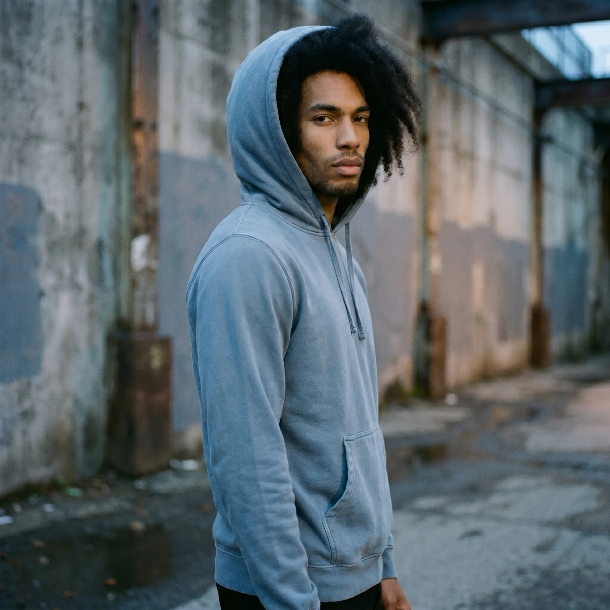 Blue Pigment Dye Hoodie