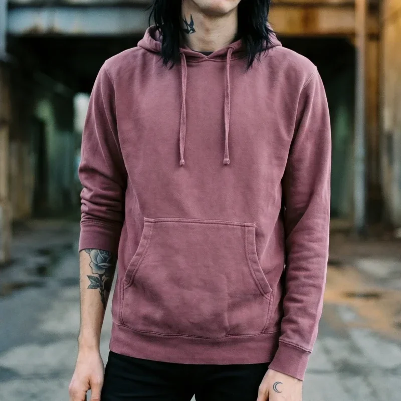 Maroon Pigment Dye Hoodie
