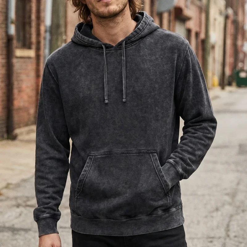 Black Mineral Wash Hoodie