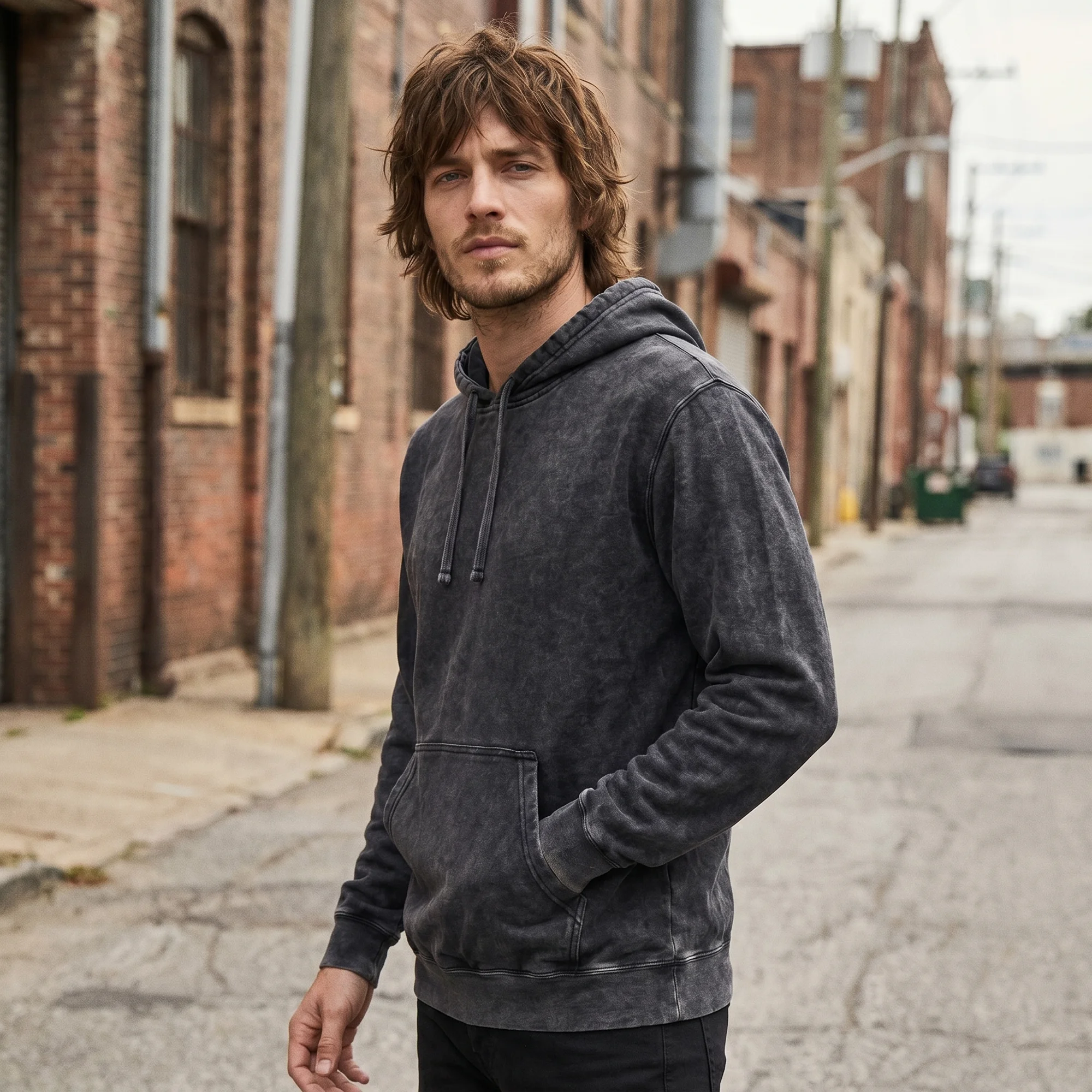 Black Mineral Wash Hoodie