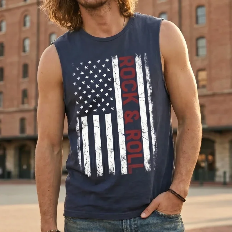 American Rock & Roll Blue Stone Wash Tank Top