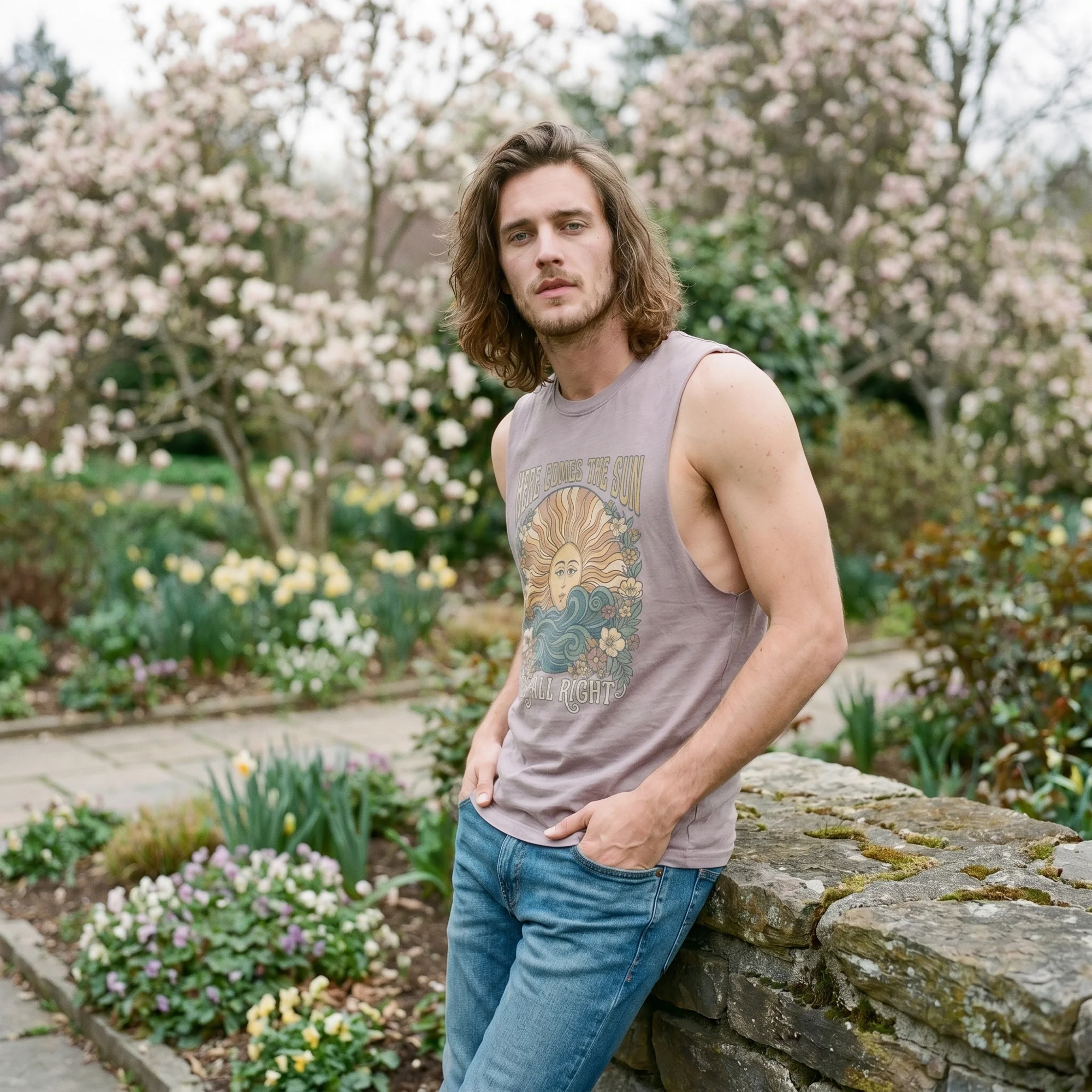 Here Comes the Sun Orchid Stone Wash Tank Top