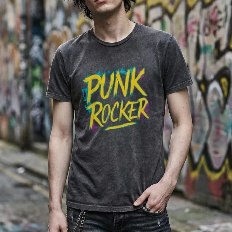Punk Rocker Black Vintage Wash T-Shirt