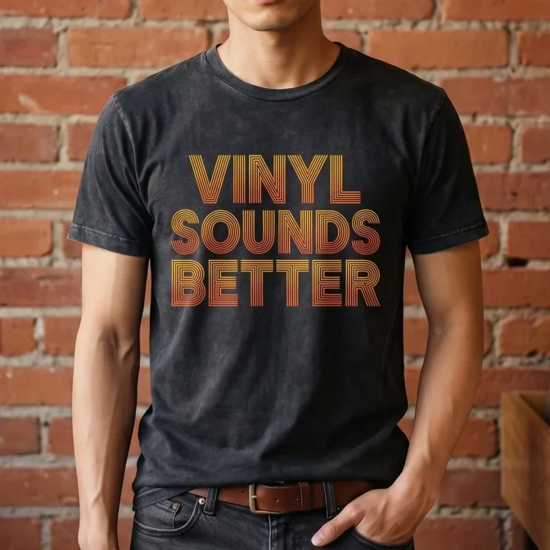 Vinyl Sounds Better Black Vintage Wash T-Shirt