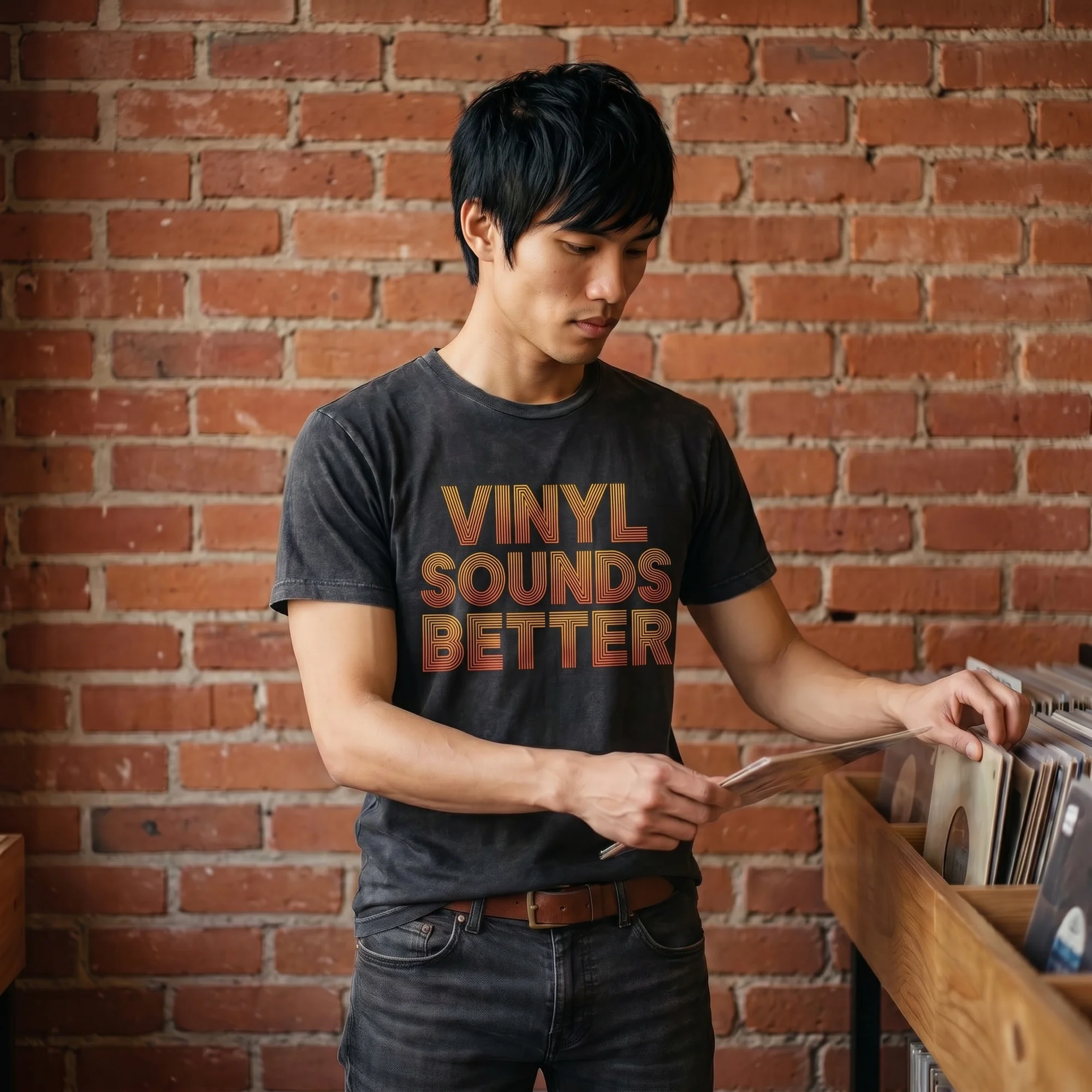Vinyl Sounds Better Black Vintage Wash T-Shirt