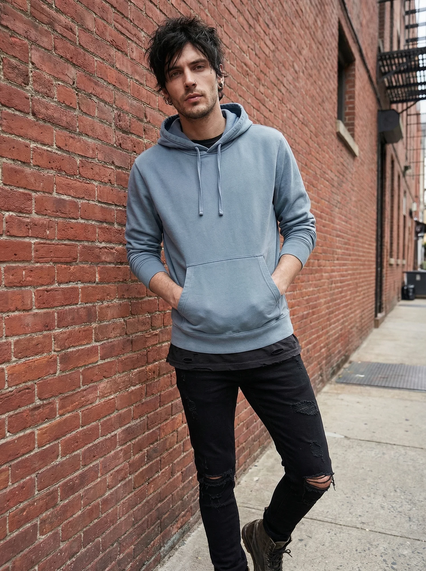 Premium Slate Blue Pigment Dyed Hoodie