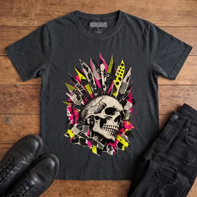 Punk Skull Mohawk Vintage Graphic T-Shirt