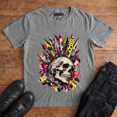 Punk Skull Mohawk Vintage Graphic T-Shirt