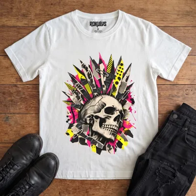 Punk Skull Mohawk Vintage Graphic T-Shirt