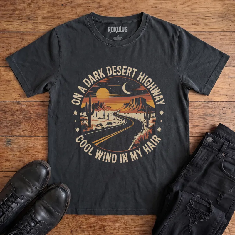 Dark Desert Highway Vintage Graphic T-Shirt
