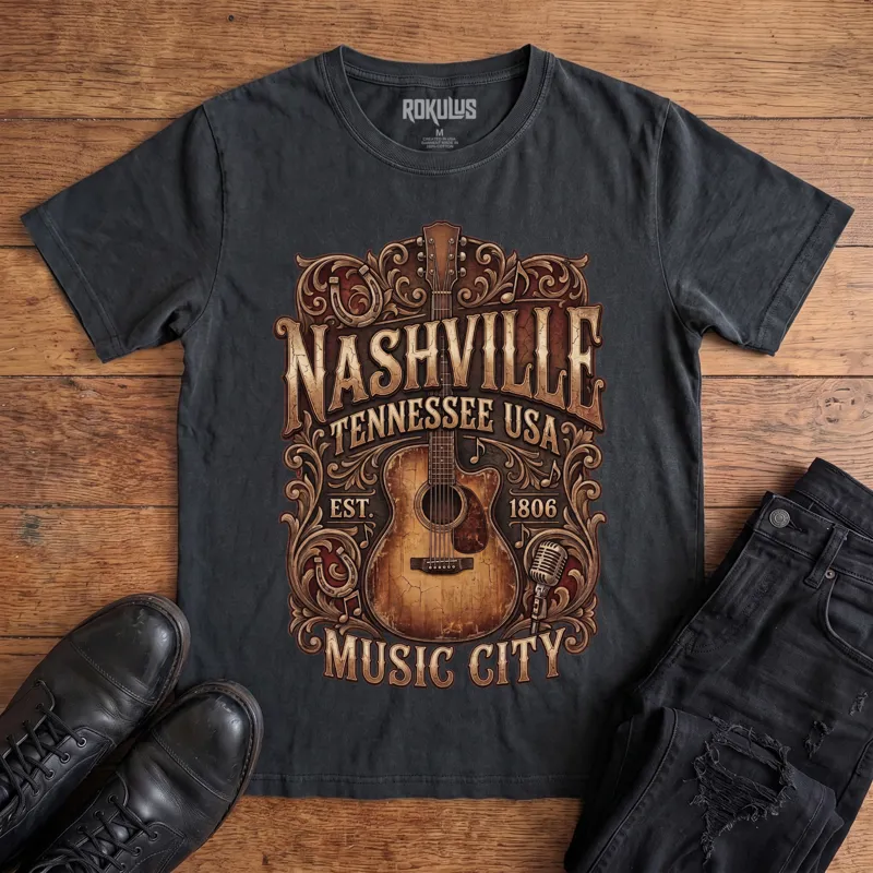Nashville Music City Vintage Graphic T-Shirt