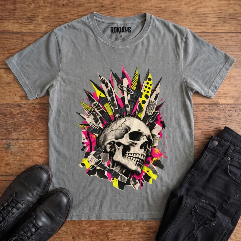 Punk Skull Mohawk Vintage Graphic T-Shirt