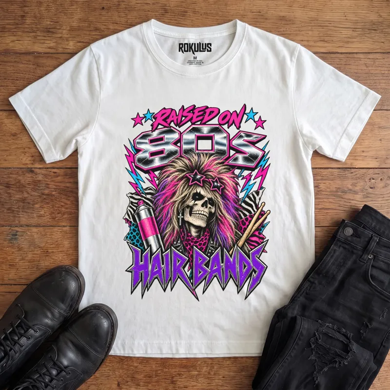 Raised On 80s Hair Bands Vintage Graphic T-Shirt