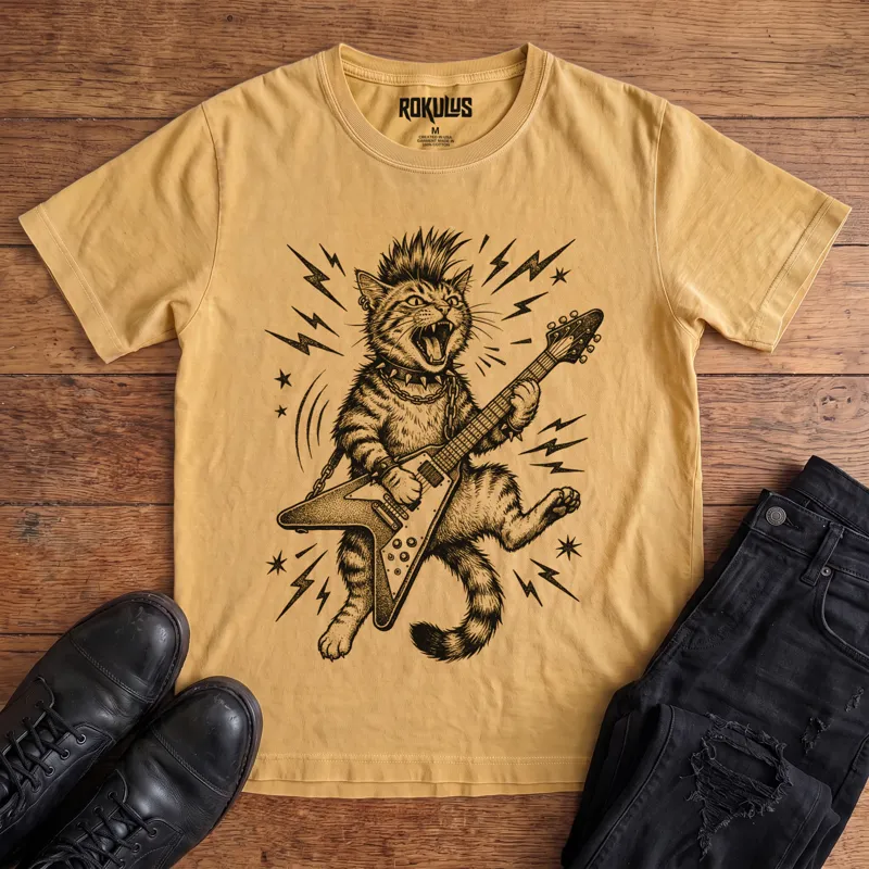 Rocking Cat Vintage Graphic T-Shirt