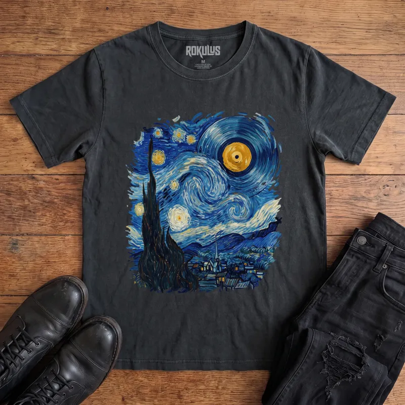 Starry Night Vinyl Vintage Graphic T-Shirt