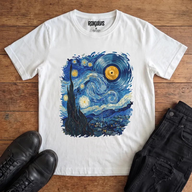 Starry Night Vinyl Vintage Graphic T-Shirt