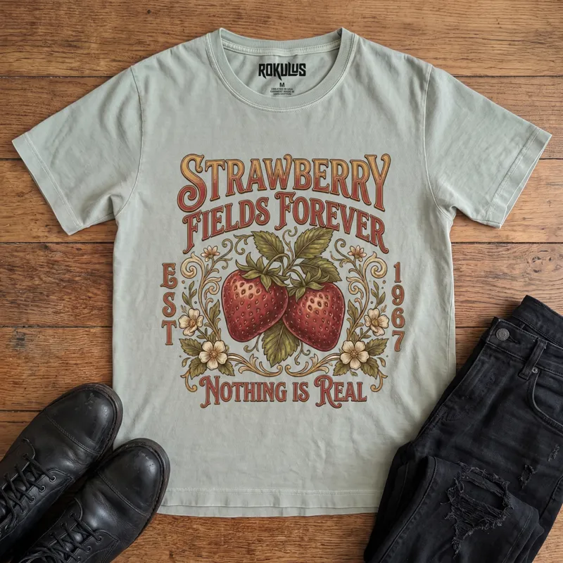 Strawberry Fields Botanical Vintage Graphic T-Shirt
