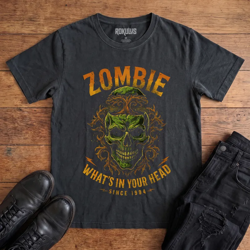 Zombie Skull Vintage Graphic T-Shirt